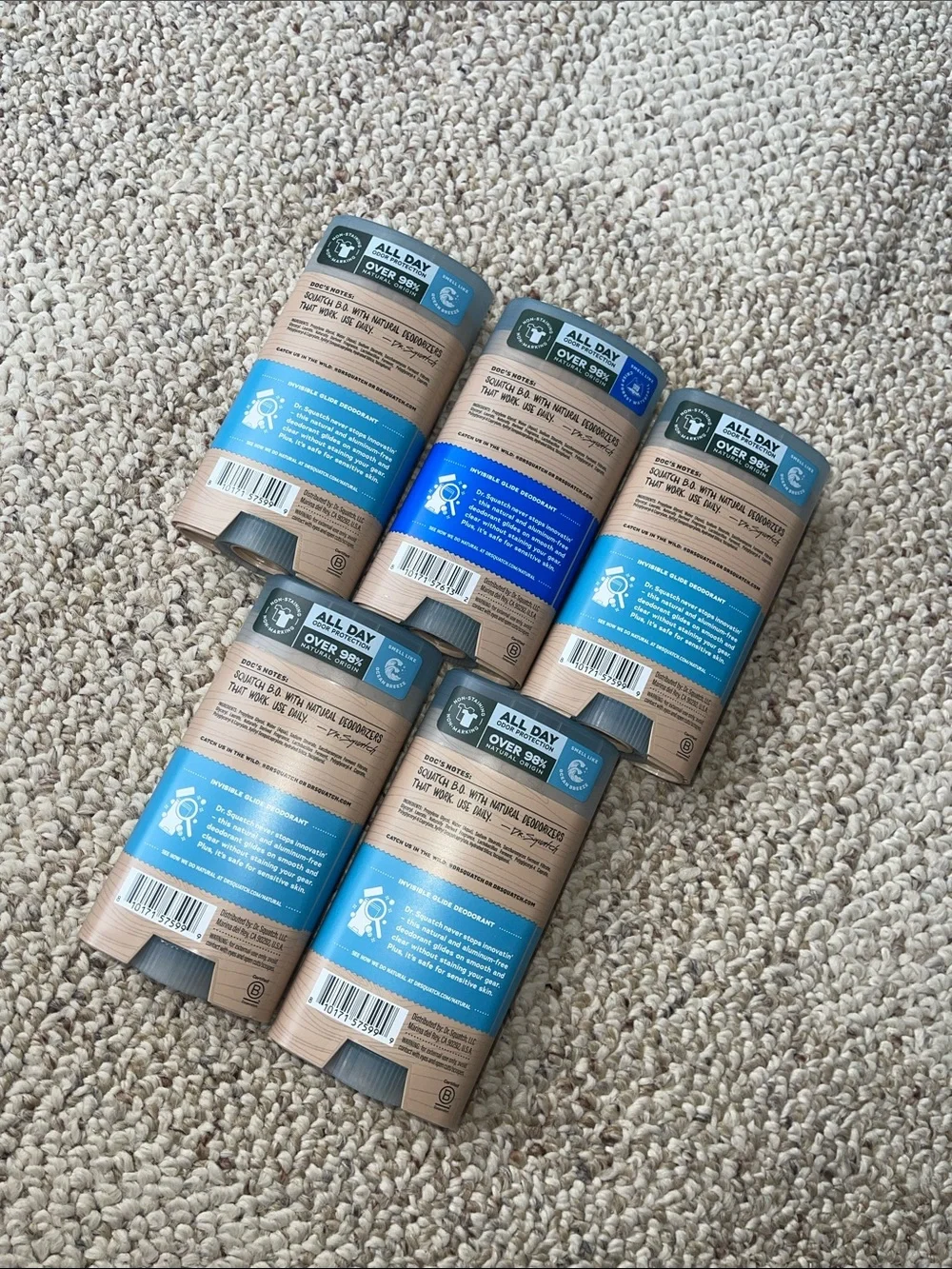 Dr. Squatch Invisible Glide Deodorant - Coastal Mist & Fresh Falls (5 Pack)